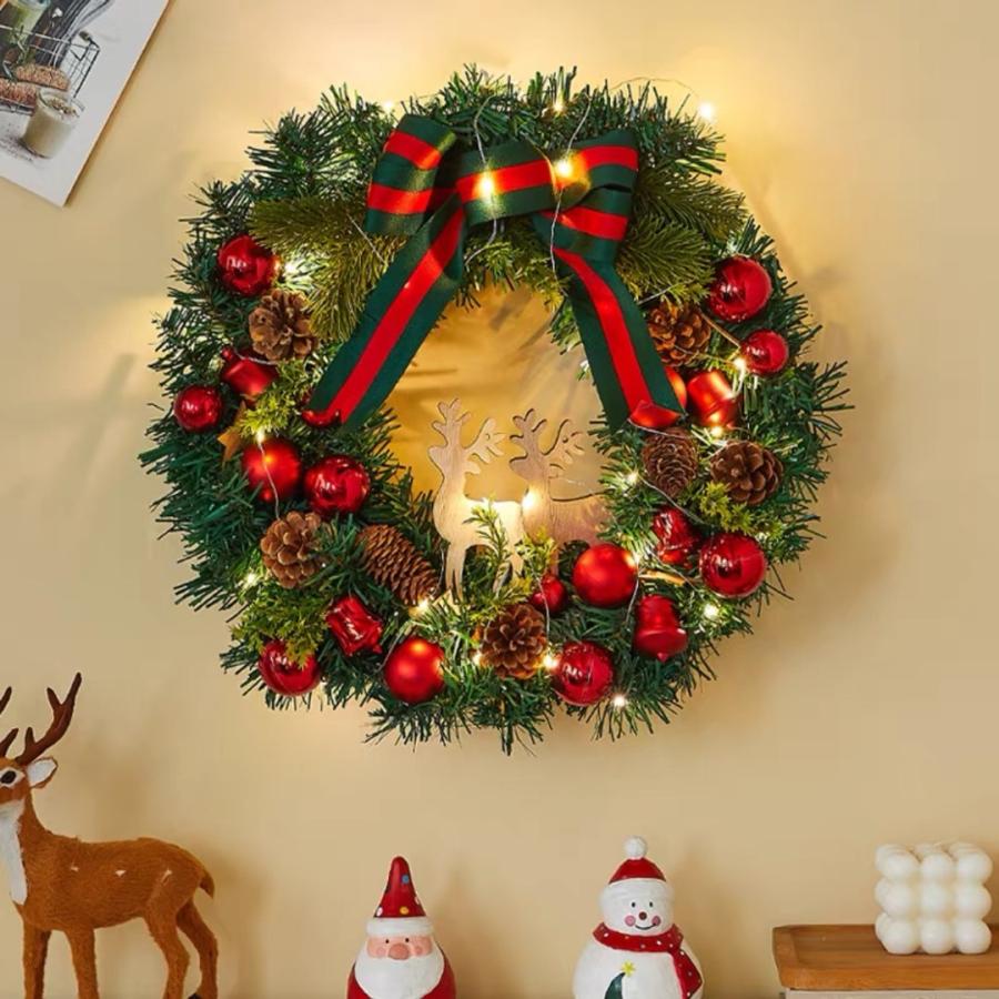 クリスマスリース クリスマス花輪 ドアリース 壁飾り 人工造花