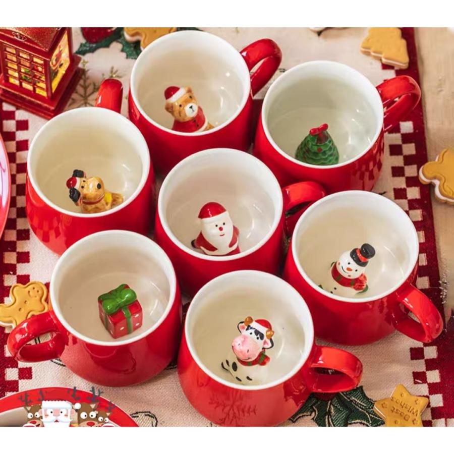 マグカップ クリスマス コップ サンタクロースティーカップ立体陶器 7