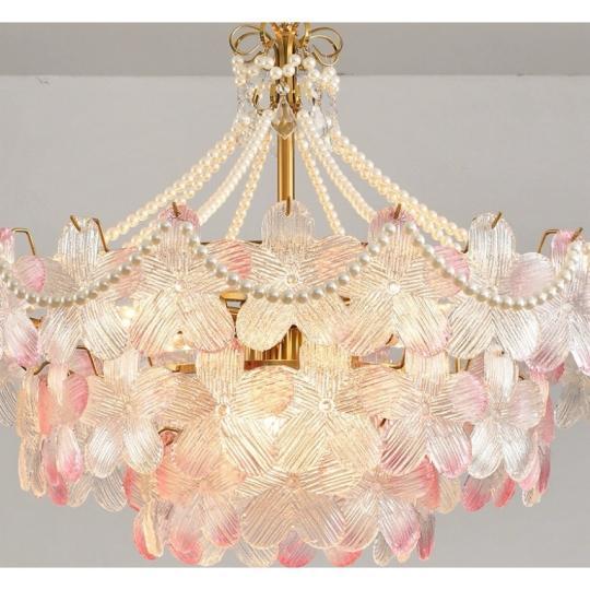 水晶シャンデリア LED ペンダントライトランプ 花柄 天井照明