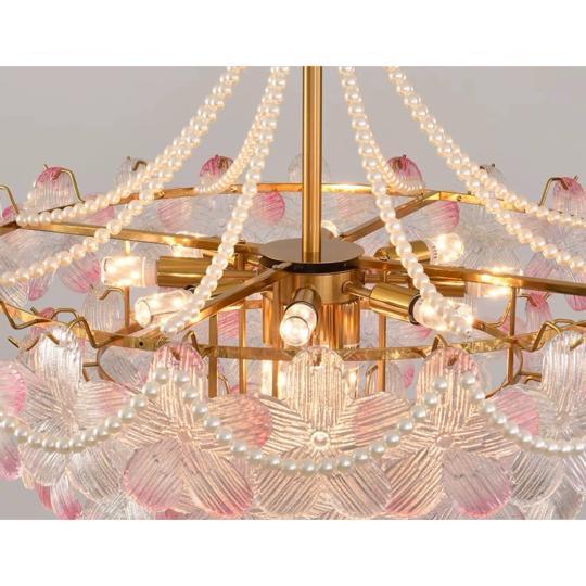 水晶シャンデリア LED ペンダントライトランプ 花柄 天井照明