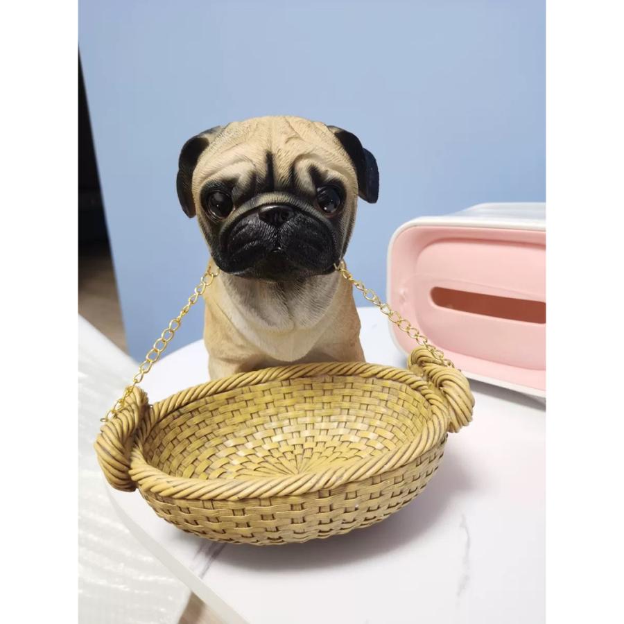 パグ置物 小物入れドッグ 犬 収納ボックス 卓上収納 かご 小物入れ  