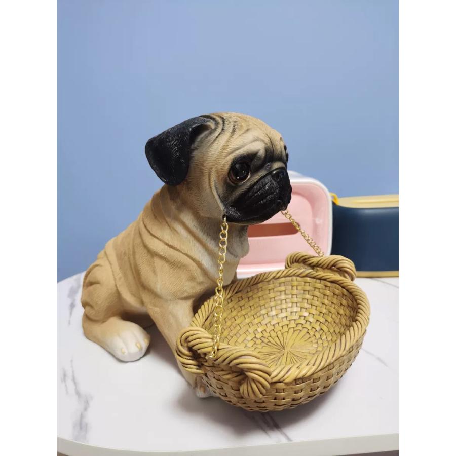 パグ置物 小物入れドッグ 犬 収納ボックス 卓上収納 かご 小物入れ