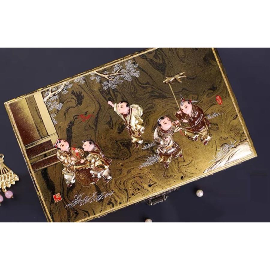 高級感 漆器 天然シェル 木製 純手作り製作 ジュエリーボックス宝石箱