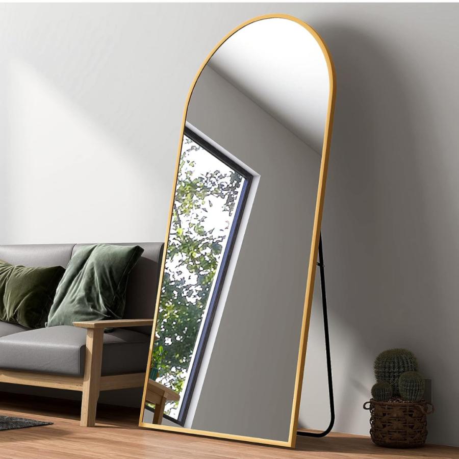 姿見 全身鏡 アーチ型 アルミフレーム スタンドミラー 壁掛け 大型  