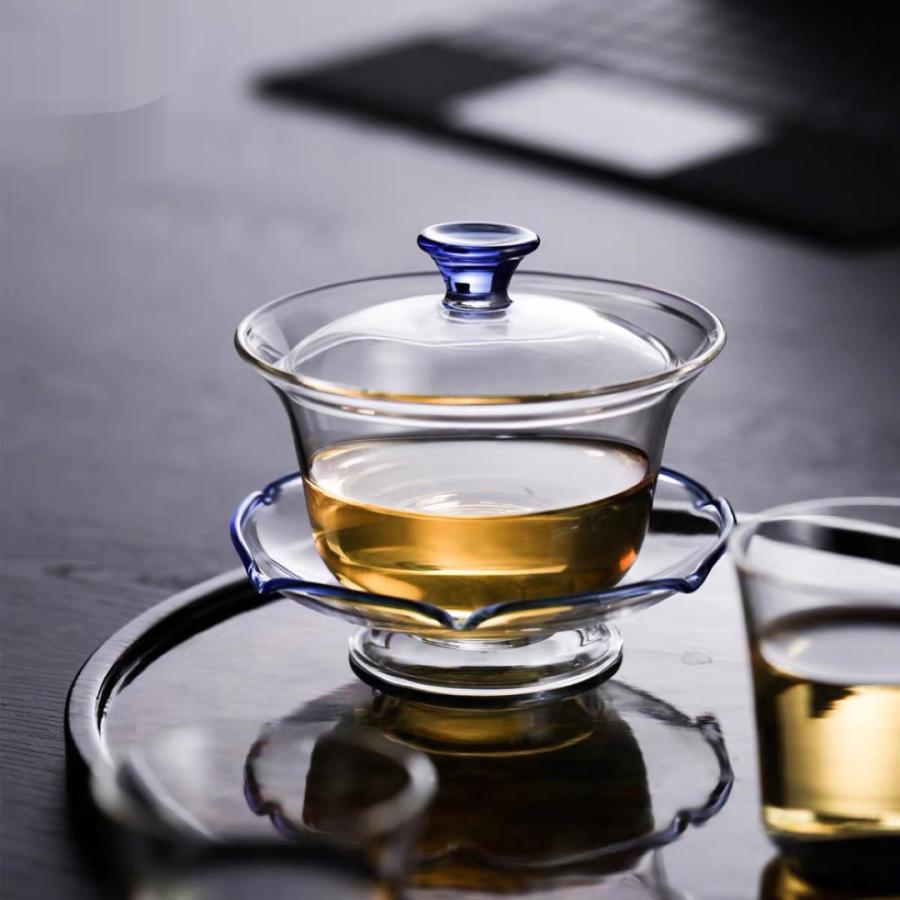 蓋碗 茶杯セット 耐熱ガラス製の中国茶器 1客 : 夢ハウス 4号店