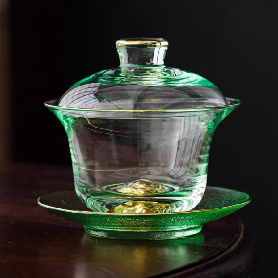 蓋碗 茶杯セット 耐熱ガラス製の中国茶器 1客 : 夢ハウス 4号店