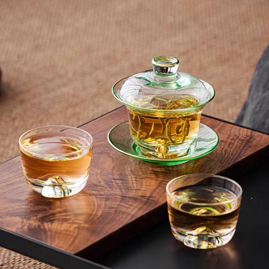 蓋碗 茶杯セット 耐熱ガラス製の中国茶器 1客 : 夢ハウス 4号店 - 通販