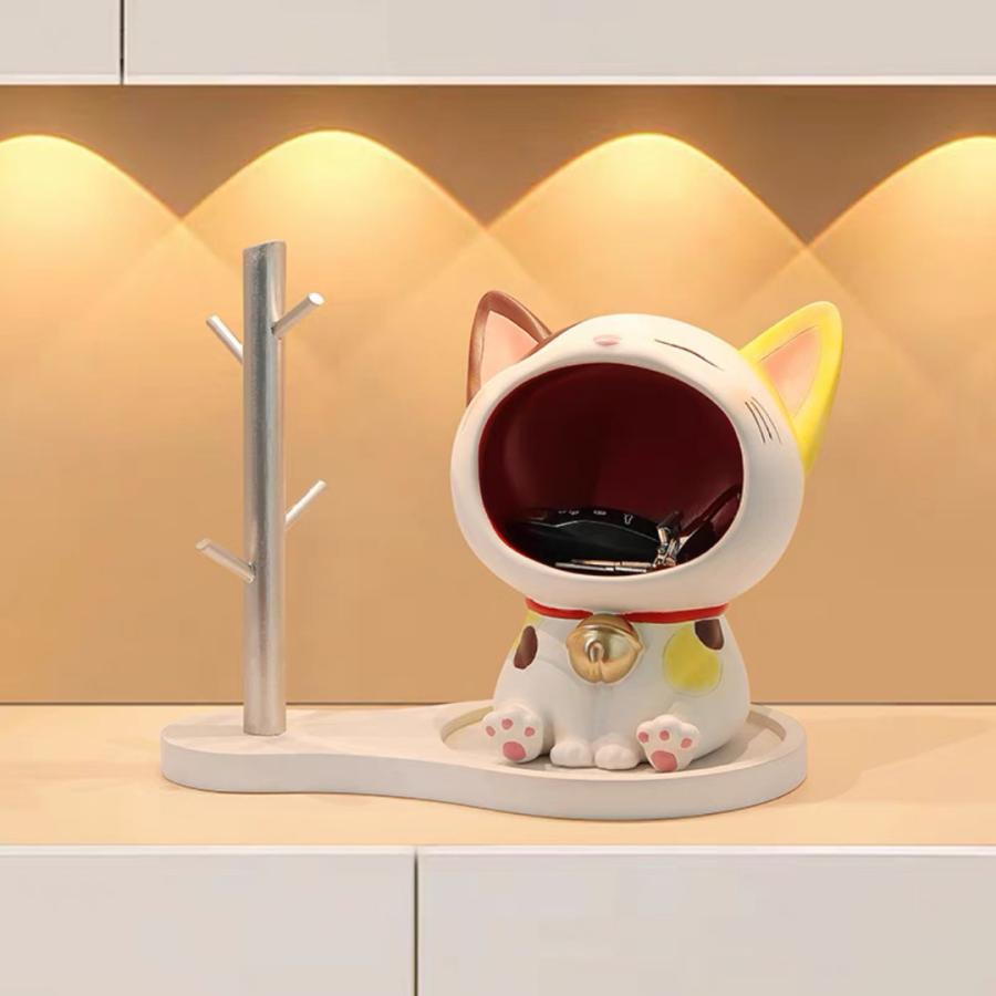 猫 置物 小物入れ ネコ動物 収納ボックス キーケース卓上収納 かご