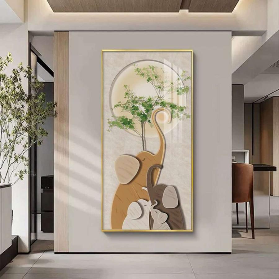 玄関に飾る ゾウの絵 絵画 花 壁掛け 絵 インテリア自然 風景画モダン