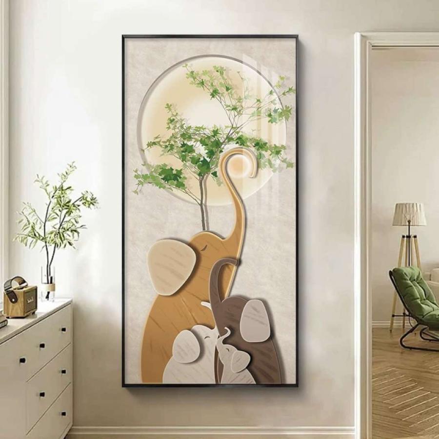 玄関に飾る ゾウの絵 絵画 花 壁掛け 絵 インテリア自然 風景画モダン