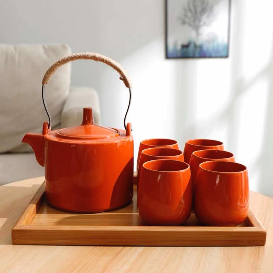 6客茶器揃 湯呑 急須ポット ．茶器セット ティーセット トレー付き