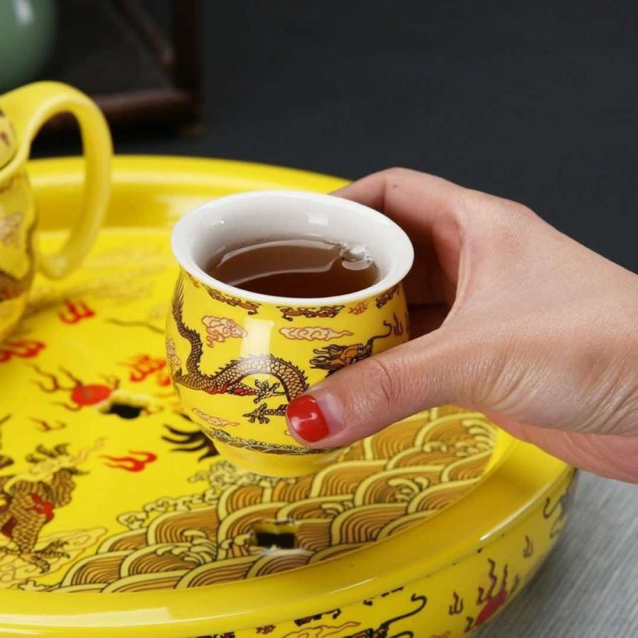6客茶器揃 湯呑 急須ポット ．茶器セット ティーセット 龍たつ りゅう
