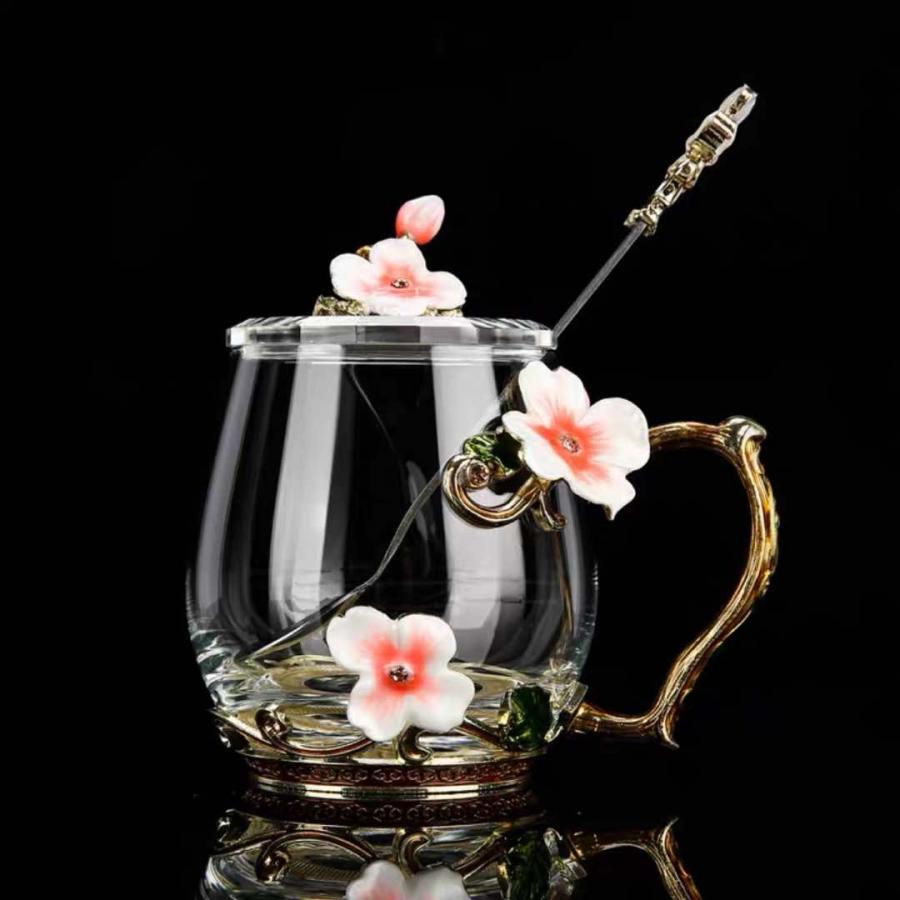 花柄ガラス製 ティーカップ セット食器 コーヒーカップ 豪華カップセット 花柄ガラス製 ティーカップ セット食器 コーヒーカップ 豪華カップ