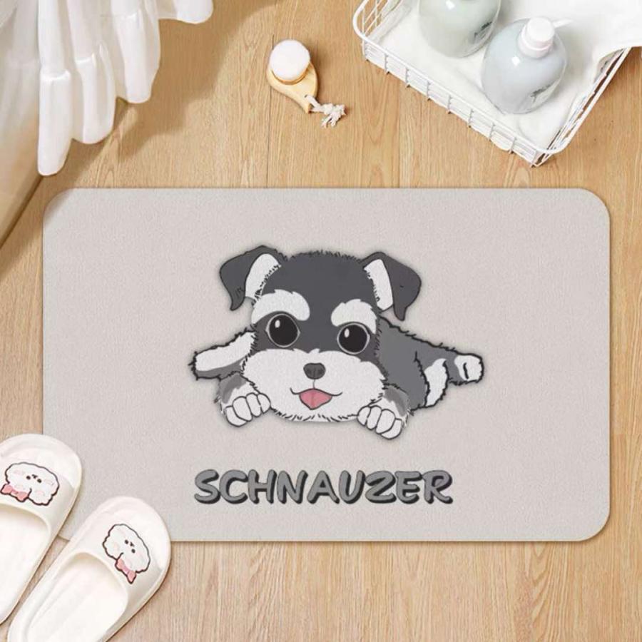 ラグマット リビングマット 玄関マット お風呂マット 犬柄雑貨 イヌ　ワンちゃん シュナウザー犬ラグマット リビングマット 玄関マット お風呂マット 犬