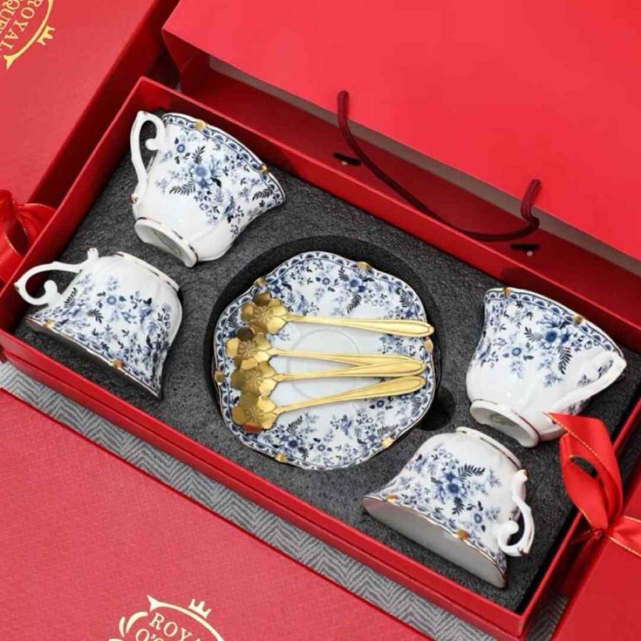 花柄ティー・コーヒーカップセット カップ＆ソーサー4客セット 陶磁器