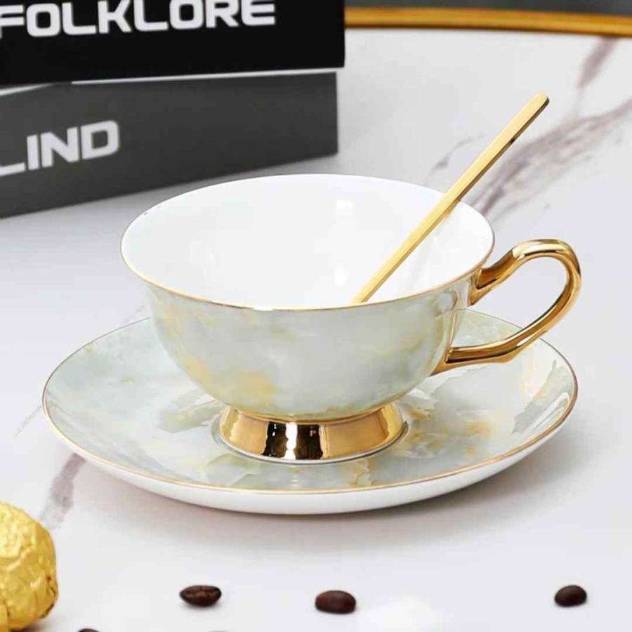 西洋調ティーカップ セット 陶器 高級感 カップ＆ソーサー 6客コーヒー