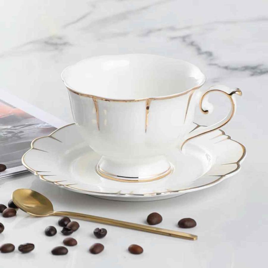 西洋調ティーカップ セット 陶器 高級感 カップ＆ソーサー 6客コーヒー