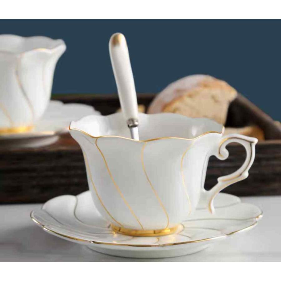 西洋調ティーカップ セット 陶器 高級感 カップ＆ソーサー 6客コーヒー