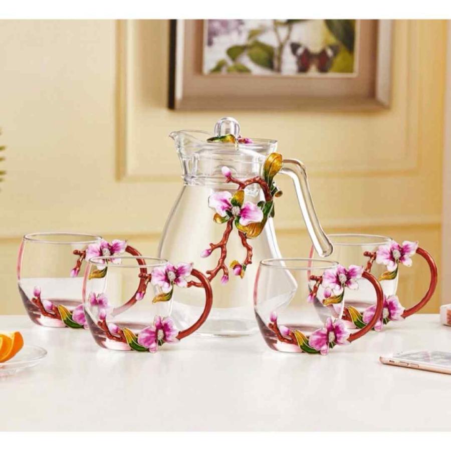 花柄ガラス製 ティーカップ セット食器 コーヒーカップ 豪華カップ