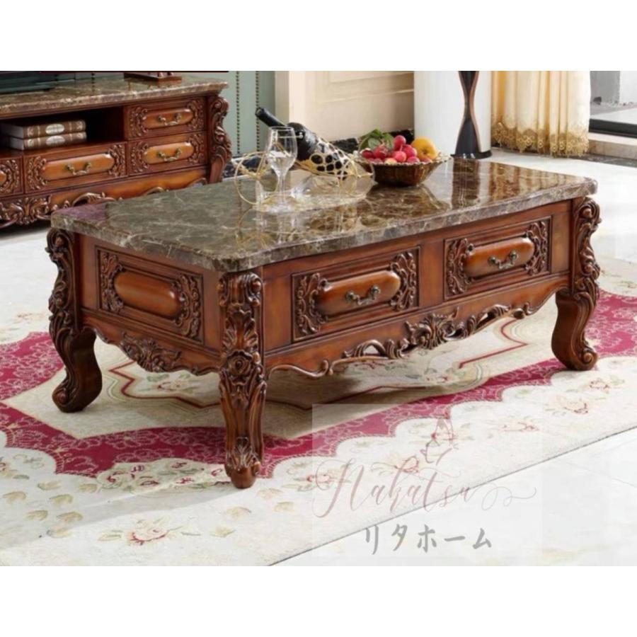 A36945 高級人造大理石センターテーブル ローテーブル アンティーク調