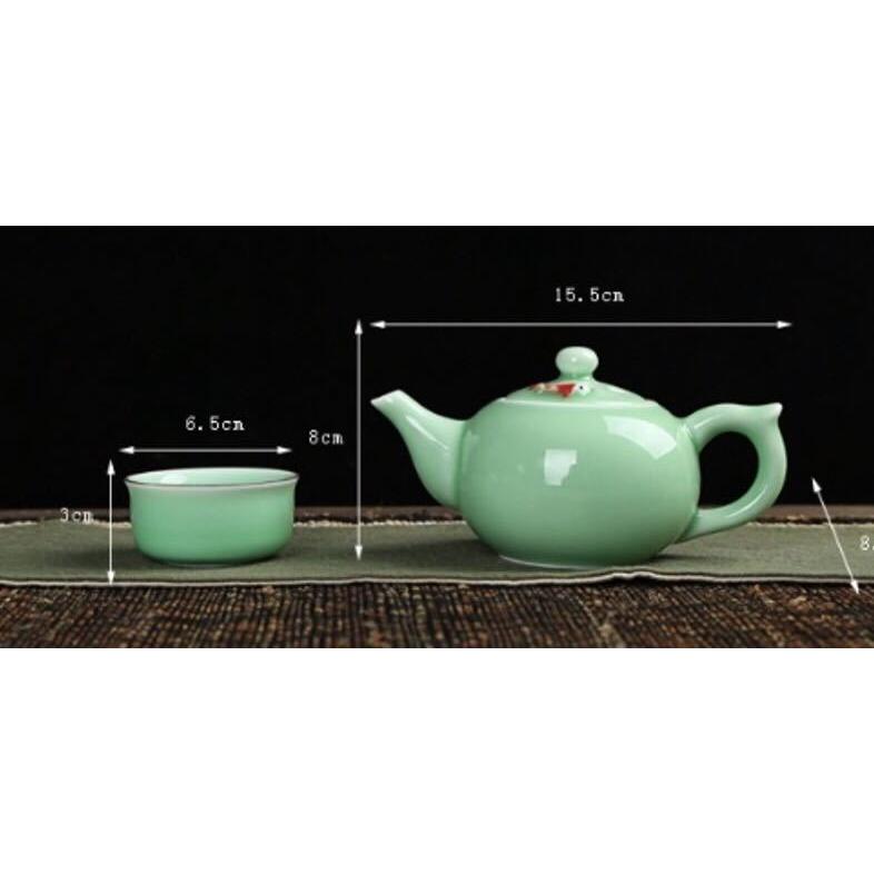 A02936 6客茶器揃 茶器セット お茶 陶器 湯呑み 急須茶器セット 立体魚