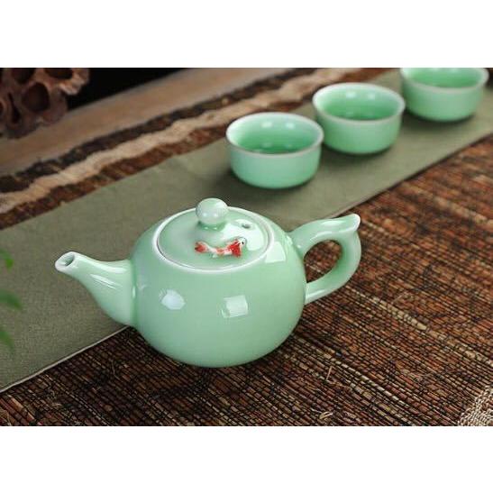 A02936 6客茶器揃 茶器セット お茶 陶器 湯呑み 急須茶器セット 立体魚
