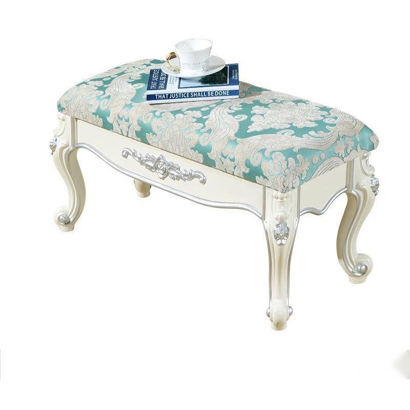 A35766 高級軟座テーブル椅子 イス家具 アメリカ式スツール　ヨーロッパ式スツール 猫脚 雕刻 インテリア調 腰掛け 幅60cm