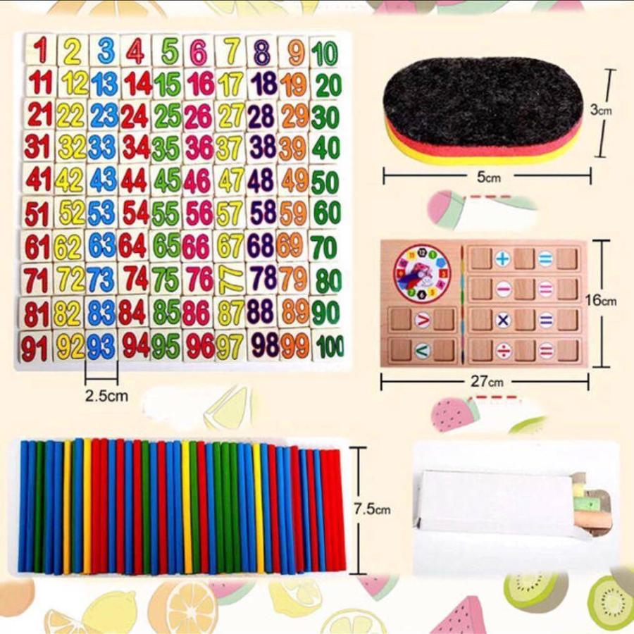 数遊び かけざん割り算引き算 多機能 数え棒 算数セット 算数時計 木のおもちゃ A 知育玩具 3年保証 Themtransit Com