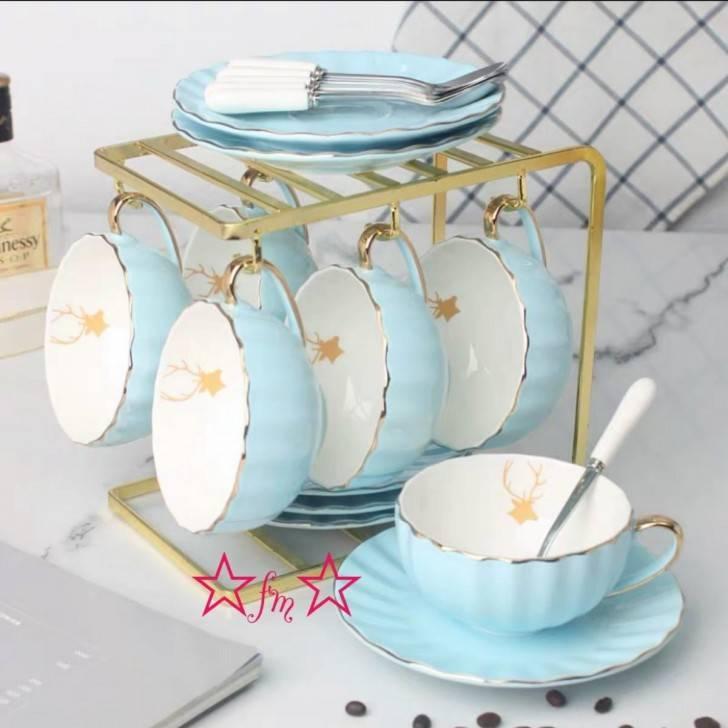 A 高級西洋ティー コーヒーカップセット カップ ソーサー6客セット 陶磁器ティーセット