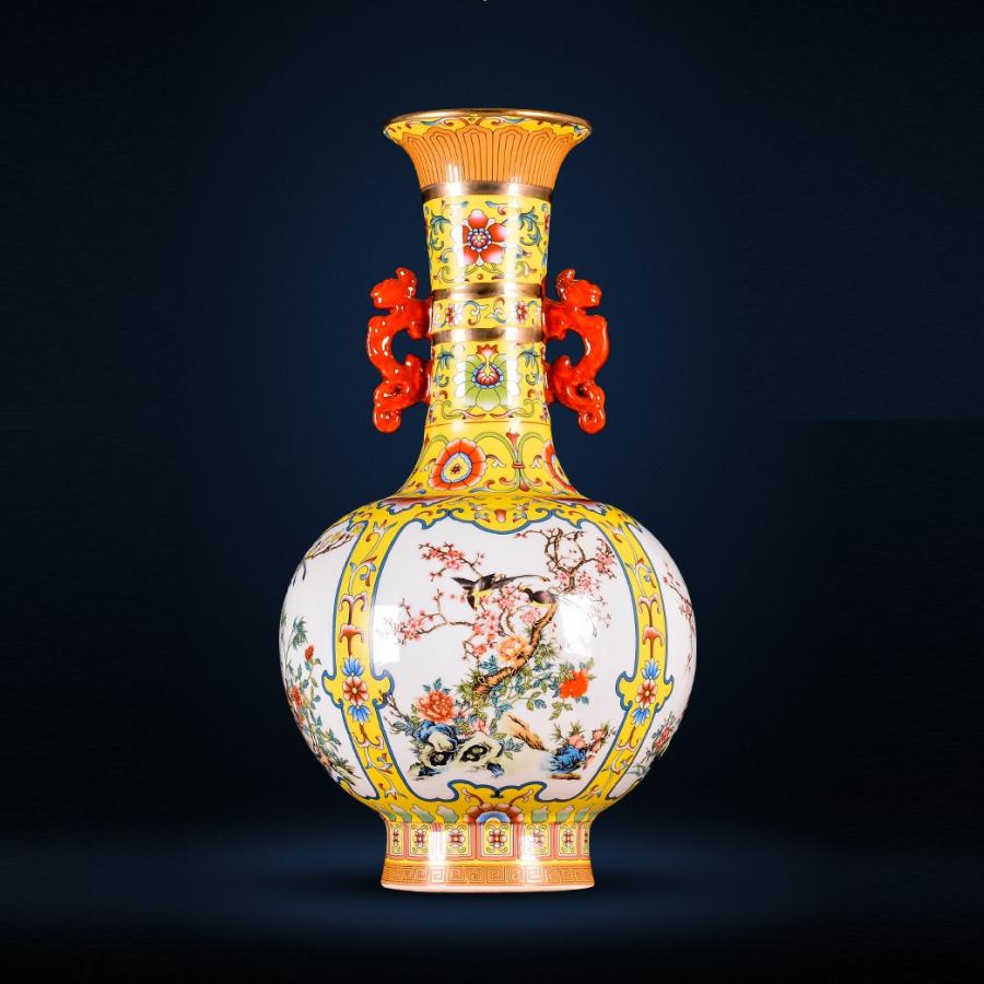 VA80花瓶 かびん 花器 花入れフラワーベース インテリア 雑貨 花柄 陶器_1