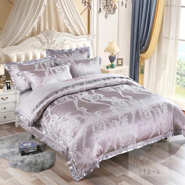 ワイドダブル ベッド用品4点セット ．寝具 枕カバー掛け布団カバー ベッドパッド