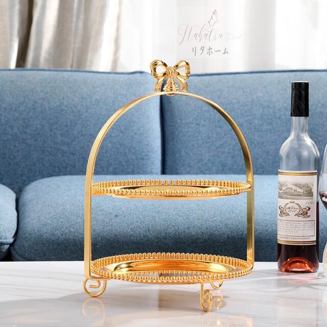 ケーキスタンド 2段セットおしゃれ アフタヌーンティーセット金