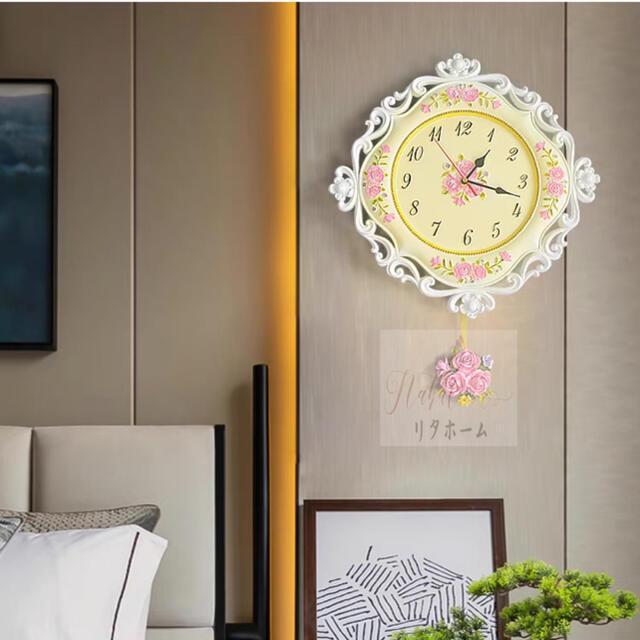 インテリア 時計 壁掛け時計 かけ時計 姫系雑貨 振り子時計 クロック花  
