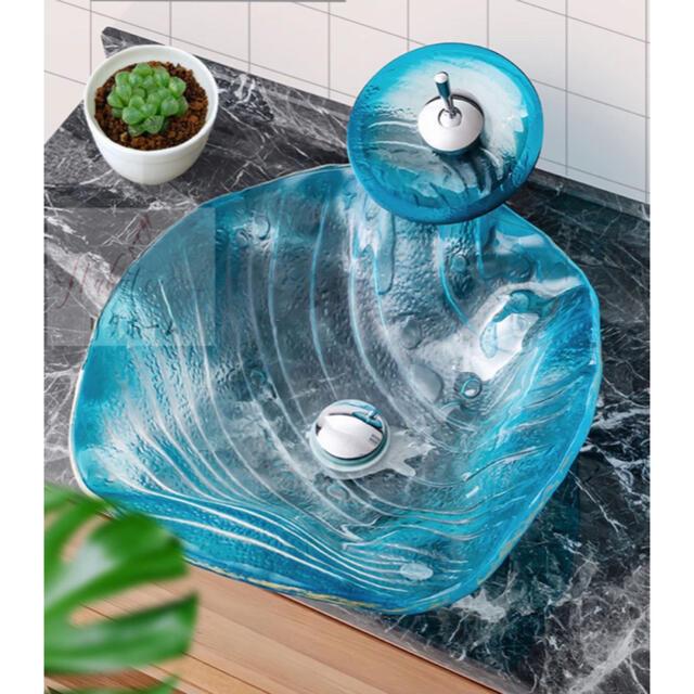 高級洗面ボウル　強化ガラス　手洗い鉢　洗面台　洗面器　手洗い器　洗面器