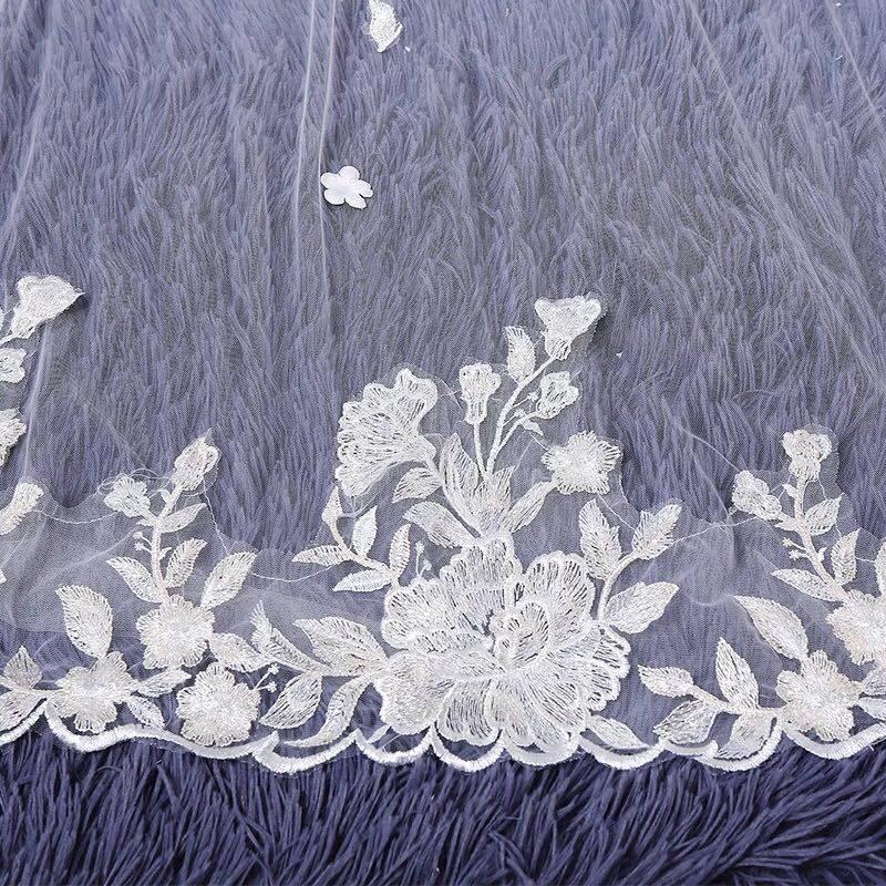 A24311 ウエディングベール 〜ロングベール ウェディング レース・刺繍 ベールUP儀式OK 結婚式用．