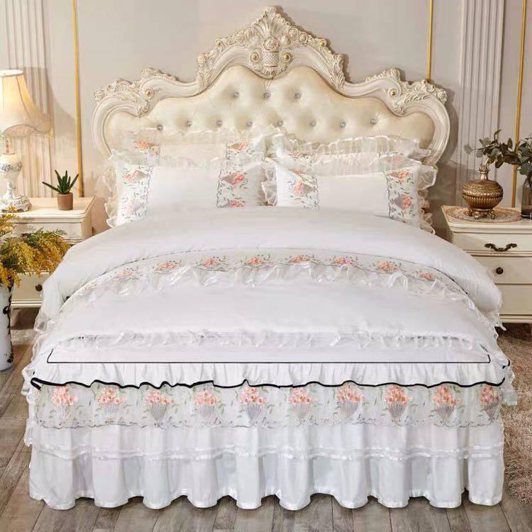 A19104 ベッド用品4点セット掛け布団カバー 枕カバー ベッドパッド ワイドダブルサイズ