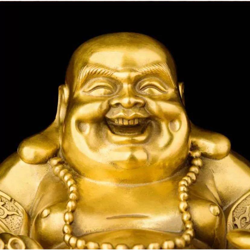 仏像 仏教美術 置き物 鎮宅 祭り 供養品 縁起物 ．純銅製 開運風水置物 金運祈願 上品な工芸品 彌勒佛 【船】