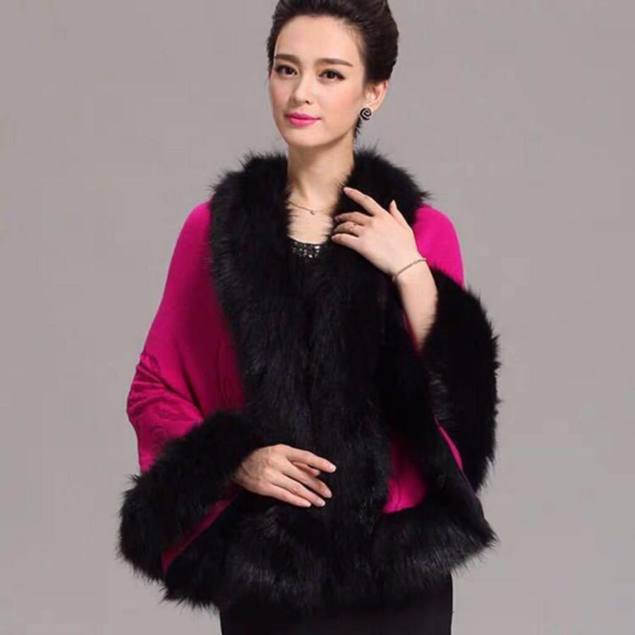 A21707 高級肩掛けフェイクファー ケープ ．豪華大判ショール ．レディース ストール