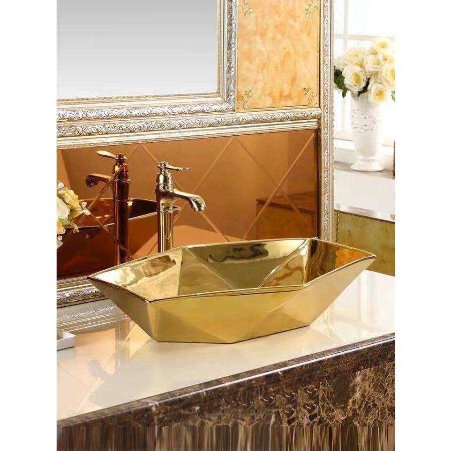 A02266 豪華洗面台 洗面ボウルセット 洗面ボール 陶器 手水鉢 手洗器 手洗い鉢 洗面器 蛇口 排水金具付き．