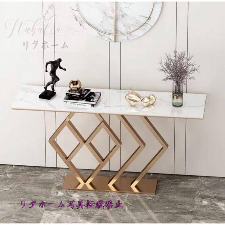 A23711 高級人造大理石サイドテーブル 電話台 コンソールテーブル 花台 玄関テーブル アンティーク調デザイン 幅100cm サイズオーダー可能