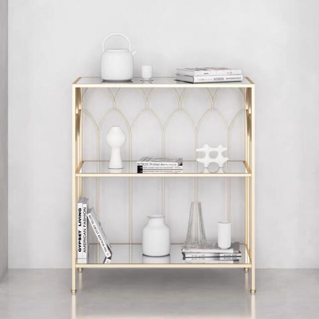 豊岡クラフト　ミラーシェルフ クラシカルゴールドミラーシェルフ・玄関テーブル オープン