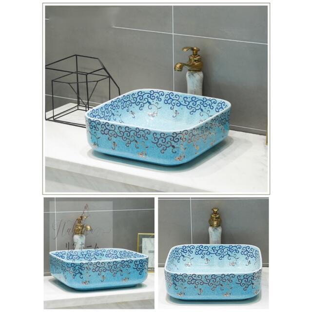 【極美品】 高級洗面台 洗面ボウルセット洗面ボール 陶器 手水鉢 手洗器蛇口 排水金具付き 【ZYX9189081627】(32890円)