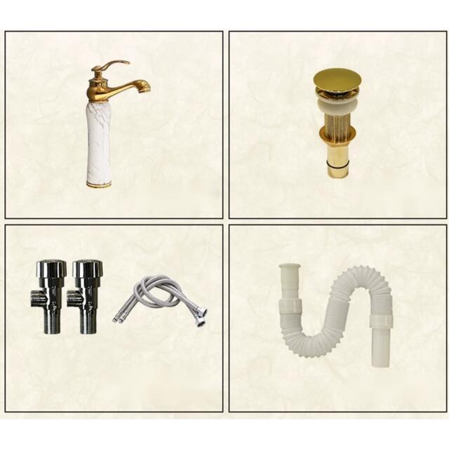 【極美品】 高級洗面台 洗面ボウルセット洗面ボール 陶器 手水鉢 手洗器蛇口 排水金具付き 【ZYX9189081627】(32890円)