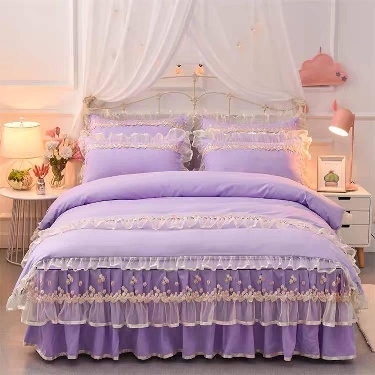 A12459 ベッド用品4点セット掛け布団カバー 枕カバー ベッドパッド ワイドダブルサイズ．