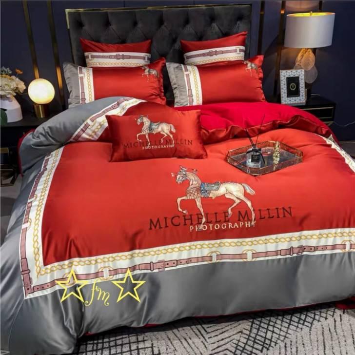 A09697 高級ワイドダブル ベッド用品4点セット ．寝具 ボックスシーツ　枕カバー掛け布団カバー ベッドカバー