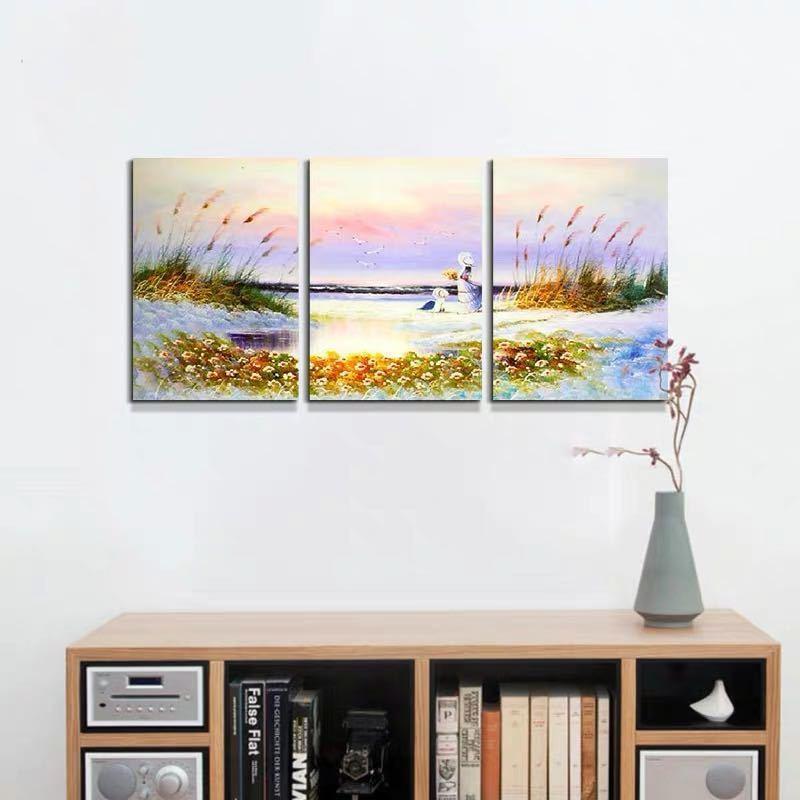 A36114 手作り油画 美術アートパネル 絵画インテリア 壁飾り 油絵壁画 キャンバス 油絵3枚セット　40x60 別サイズあり