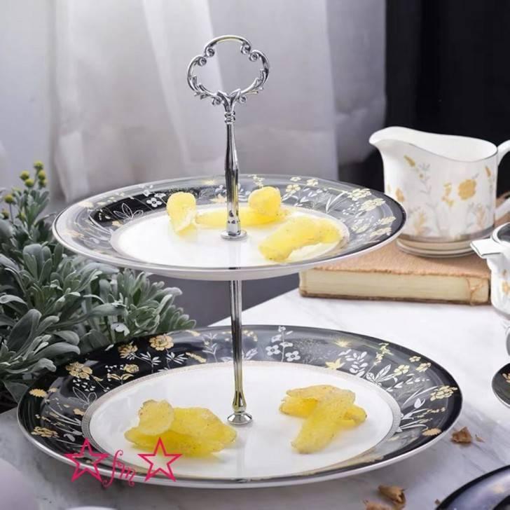 ケーキ スタンド プレート 2段セット アフタヌーンティー フルーツ トレー 皿 食器、グラス、カトラリー A08474 ケーキ スタンド プレート 2段セット