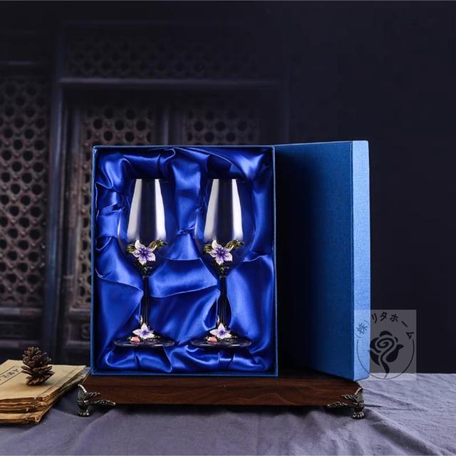 高級ワイングラス ペア☆花柄レア シャンパン グラス二点