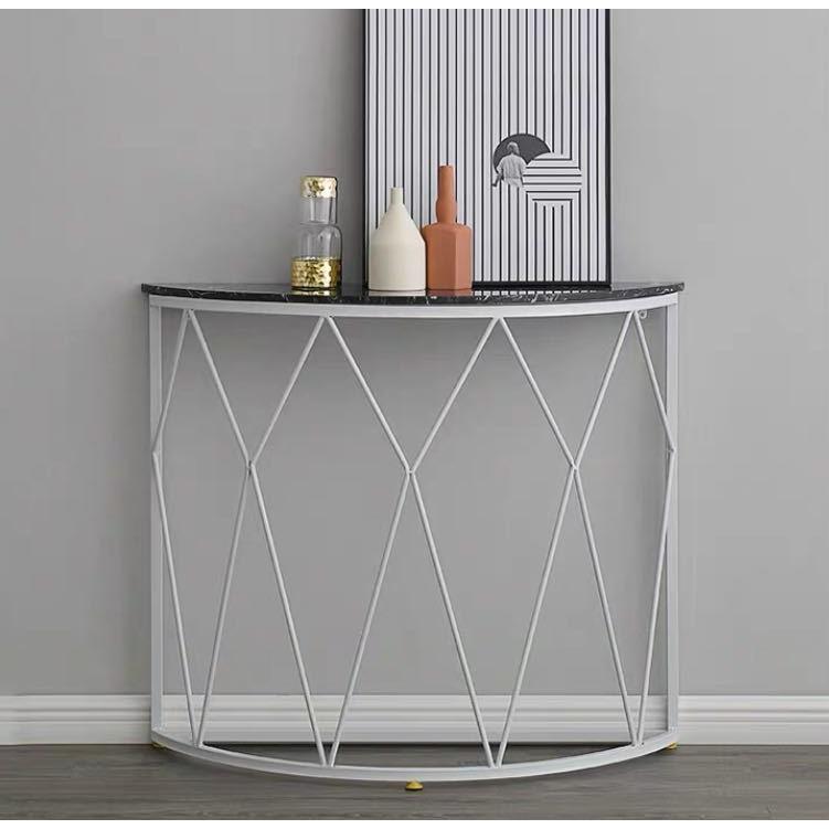 A15036 高級サイドテーブル コンソールテーブル 玄関テーブル 花台 電話台 人造大理石 ．アンティーク調デザイン 幅80cm