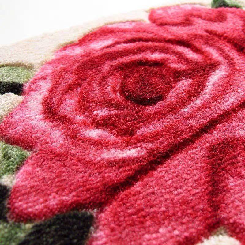 あす楽対応 A リビングマット 玄関マット カーペット ラグマット 滑り止め 80cm 薔薇の花 カーペット ラグ Www 11thspace Com